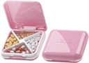DUBSTAR Małe pióro Case, Cute Pill Box - Travel Daily Pill Organizator, Przenośny pojemnik Pretty Pill do kieszeni torebki, Kompaktowy posiadacz medycyny do witamin, Oleje rybne, Suplementy (różowy)