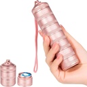 7 Day Metal Pill Organizer - wodoodporny Travel Vitamina Case Pill Box, Codzienne Pill Container 7 Komory, Cotygodniowe Pill Kontenery do suplementów medycznych Olej rybny, Różowy