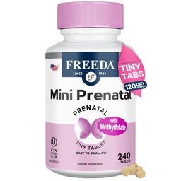 FREEDA Mini Witamina Prenatalna - Kosher Prenatals - Tiny Easy to Swallow Tablets - Prenatal Vitamin with Iron, Prenatal Folic Acid / Folate, Witamina D - Pre Natal Multivitamine dla kobiet w ciąży (240)