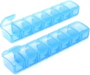 2 opakowania małe cotygodniowe pill organizer, Pocket codzienne pill pill pill Pudełko na tabletki / Witamina / Olej rybny / suplementy (niebieski)