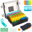 Monthly Pill Organizator 2 razy dziennie z 31- Day Moistureproof Box, Cotygodniowy Pill Bag, Pill Cutter, Plastic Otwarcie Pick for Easy Use, Duża pojemność dla wygodnego zarządzania lekami (czarny)