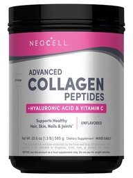 NeoCell Super Collagen Proszek, Collagen Plus zawiera witaminę C & kwas hialuronowy, Promuje zdrowe włosy, piękna skóra, & Nail Support, Kolagen typu 1 & 3, 12g Collagen per Serving, 20.6 Oz