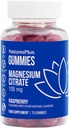 NaturesPlus Gummies Magnezu Citrate - 75 Gummies, Malina - Pomaga uspokoić umysł i ciało, Wspiera gęstość kości - wegetarianin, Gluten Free, Non-GMO - 25 Służenie