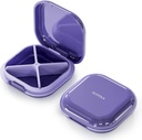 Mały pióro, Travel Pill Box, Portable Pill Organizer, Pill Container for Pocket 4 Komory, Codzienne Compact Travel Medicine Holder dla Vitamin Medication (Purpurowy)