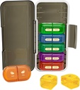 Cotygodniowy Pill Organizator 2 razy dziennie, Moisture- Dowód, Oddzielne Komory, PM Pill Box 2x 7 Dzień, Travel Pill Organizer for Pill / Olej rybny / Leki / Witamina / Suplementy (czarny + kolorowe)