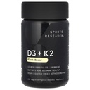 Badania sportowe Witamina D3 z K2 Softgels - Roślina na bazie K2 & Wegan D3 5000iu z oleju kokosowego MCT - Wegan Certified, Soy & Gluten Free - 120 Count