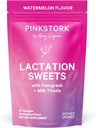 Pink Stork Lactation Supplement Sweets, Karmienie piersią Przekąski z kozieradką i cieście mleka do wsparcia dostaw mleka - 30 Krople Candy arbuz (Packaging May Vary)