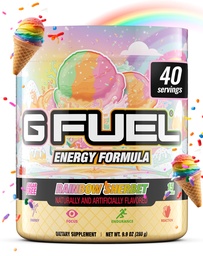 G Paliwo Rainbow Sherbet Energy Drink Powder, Przed treningiem Kofeina Mix do gry, Sugar Free Focus Amino, Witamina + Przeciwutleniacze, 9.9oz (Rainbow Sherbet, 40 Servings)