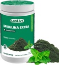 Land Art Organic Spirulina Extra Proszek - Mięta aromatyzowana - 100% Czysty - 75 Słupki - Superfood - Dobry smak i dobry zapach - 10% Chlorofil bioaktywny - Potężne źródło przeciwutleniaczy
