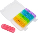 EZY DASE Cotygodniowy (7- Day) Codzienne Medtime Pill Organizer Case, Planer witaminy i kontener medyczny, Usuwalny duży Pop- Out poszczególne zespoły, 3 razy dziennie, Przyjazny podróży, Rainbow, BPA Free