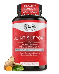 Pure By Nature Joint Support, Glukozamina z Chondroitin Turmeric MSM Boswelia Suplement, 180 kapsułki