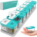 Extra Dużego Tygodniowego Pill Organizer - XL Witamina Holder z 7 Odłączalne Komory AM PM - Przenośny Dispenser Medyczny do domu i podróży, Big Supplement Container dla Weekly lub codziennego użytku, Mennica