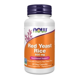 Teraz żywności Suplementy, Czerwony Yeast Rice 600 mg, Made with Organic Red Yeast Rice, 60 Kapsułki Veg