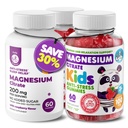 Dzieci Magnezu 120 liczenie i Magnezu 60 liczenie Gummies Bez cukru - Spokojny Gummies Magnezu Suplement dla dzieci, Bez cukru Gummies spokojne żucia dla dzieci i dorosłych