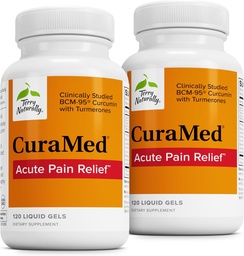 Terry Natural CuraMed Ostry Ból Relief - Suplement z BCM- 95 Curcumin & BOS- 10 Boswellia - Black Sesame Seed Oil to Support Relief of Ocasional Discomfort - 120 Płynne żele (Opakowanie 2)
