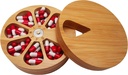Fashciaga Bamboo Wood Codzienne Witaminy Medycyna Pill Organizer Case Box, Kuchnia Salt Spice Pojemniki, Kolczyk Pierścień Biżuteria Przechowywanie Dekoracyjne Box (Duży)