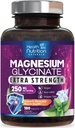 Magnezu Glicynian 250mg - 100% Chelatowany Magnez dla Max Wchłanianie - Wsparcie snu, Mięśnie, Nerwy, Bone & Heart Health Supplement, Best Mag Supplement, Wegan Non-GMO, 3. strona Tested - 180 Tabletki