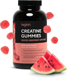 LEGION Creaine Monohydrate Gummies - Czysty suplement do żucia Creature for Strength, Endurance & Muscle Recovery - 30 Sour Arbuz Flavor Servings - Brak sztucznych aromatów lub słodzików