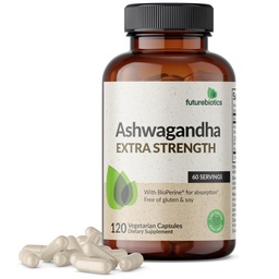 Futurebiotyki Ashwagandha Dodatkowa siła Stress & Mood Support z BioPerine - Nie GMO Formuła, 120 Kapsułki wegetariańskie