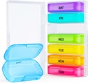 ZIKEE 7 Opakowania Extra Dual Pill Organizator, Przenośny Pill Box 7 Dzień na kieszeń, Torebka, Cotygodniowy Pill Case z Dual- Design ochrony, Pojemnik na tabletki do leczenia, Witamina, Olej rybny, Suplement