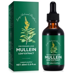 Mullein Drops for Lungs 2 Fl Oz - Mullein Leaf Extract for Lungs with Chlorophyll - Natural Herbal Supplement for Lung Cleanse, Wsparcie dla układu oddechowego, Wzmacnia odporność, Żywność Wellness