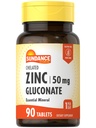 Sundance Zinc Supplement 50mg | 90 Tablets | Chelated Essential Mineral | Vegetarian, Non-GMO, and Gluten Free