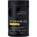 Badania sportowe Witamina D3 5000 j.m. z oleju kokosowego MCT - Wysokiej mocy witaminy D Suplement do immunologicznego i wsparcia kości - NieGMO zweryfikowane, Gluten & Soy Free - 125mcg, 30 Płynne Softgels