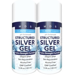Colloidal Silver Gel Extra Siła - 35ppm Aktywowany Silver Gel dla maksymalnej mocy - Made in USA - Structured Formula w wygodnym 2 Pack
