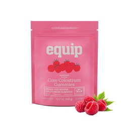 Equip Foods Core Bovine Colostrum Gummies - Pyszne 1g na seving trawy pożywienie Colostrum Supplement - Gut Health, Immunitet, Recovery, Hair & Skin - 60 Gummies Colostrum Bovine, 30 Służenia, Malina