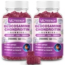 2 Opakowania 2000mg Glukozamina Gummie Chondroitin, Glukozamina o dodatkowej mocy z Chondroitin MSM & Turmeric, Suplement Joint Support, Antyoksydant Immune Support - 120 Gummies