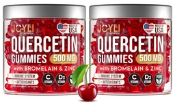 2 Pack - JOYLI Quercetin Gummies with Bromelain, Cynk, Witamina C & D3 - Supplement Quercetin Free Support & Sezonowe Wellness - 500mg Quercetin dla dzieci i dorosłych - 60 Gummies per Pack