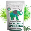 Organic Spirulina Chlorella Tablets - 50 Servings - 2-in-1 Superfood Algae Suplement do naturalnego wsparcia immunologicznego, Detox i energii Boost. Chlorofil organiczny. Espirulina