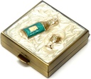 9328 Kwadrat Mały Pill Box Organizator śmietanka Białe Mosiądzu Kobiety Travel Case Purse Pocket Pocket Container Codziennie Przenośna Medycyna Witamina Box Suplement Medycyna Mini Przechowywanie