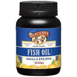 Barlean Omega 3 Suplementy oleju rybnego, Suplement Softgels dla mężczyzn i kobiet, 600mg EPA i DHA Kwasy tłuszczowe, Orange Flavored, 100 Hrabia