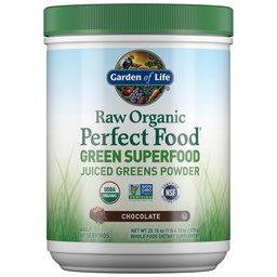 Ogród życia Surowiec Organic Perfect Food Zielone Superfood Zielone Zielone Zielone Proszek - Czekolada, 60 Słupki, Non-GMO, Gluten Free, Wegański cały suplement diety Plus Probiotyki, Enzymy