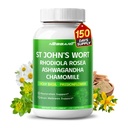 ST John 's wort 14- in-1 Natural Blend with Rhodiola Ashwagandha Rumianek Święty Basil L- Theanine Valerian Passionflower - 150 Count - Made & Tested in The USA