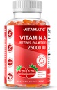 Witamina A 25000 IU bez cukrów witaminowych Gummie (palmitynian retinylu) - naturalny aromat truskawkowy - 120 Pektyn Gummie na bazie pektyny (3 butelki)