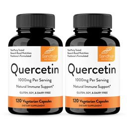 Sandhu 's Quercetin Vegetarian kapsułki Suplementy 120 Hrabia (Pack of 2) 124; Bioflavonoids dla immunologicznego wsparcia i zdrowia układu oddechowego, Sezonowe wsparcie alergii 124; Quercitin dla mężczyzn i kobiet