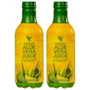 Żyjący wiecznie - Aloe Vera Juice - Lemon Lime Flavor z czystym wewnętrznym żelem liści - Pomaga w trawieniu i nietykalności - 1L Każdy (Opakowanie 2)
