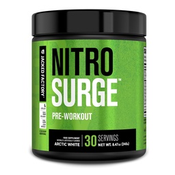 Jacked Factory NITROSURGE Prefory Workout Supplement - Endless Energy, Instant Strength Gains, Clear Focus, Intensywne pompy - NO Booster & Potężny Prettenment Energy Powder - 30 Służenia, Arctic White