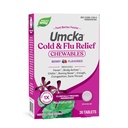 Natural 's Way Cold + Flu Relief, Umcka, Krótki czas trwania i zmniejsza nasilenie, Wieloobjawowe Relief, Homeopatyczne, Fenylephrine Free, Non- Drowsy, Berry Flavored, 20 Tabletki do żucia (Opakowania może Vary)