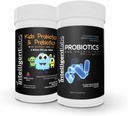 Intelligent Labs 2-in-1 Bundle of Kids Probiotics (6 Billion CFU z błonnikiem słonecznym i FOS) + Adult Probiotics (50 Billion CFU, 10 Strains), Brak chłodzenia Potrzebny, 2 miesiące dostaw na butelkę