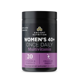 Ancient Nutrition Multivitamin dla kobiet, Ancient Multi Women 's 40 + once Daily Vitaminate Supplement, Witamina B, Witamina C i Witamina K2, Folate and Iron Supplement, Wspiera zdrowie kości, 30ct