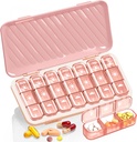 Pill Organizator 3 razy dziennie, 7 dzień Pill Box - GloDeals Cotygodniowy Pill Organizator, Przenośny zdejmowalny Codzienna kontener na lek Dispenser Case do suplementu witaminy oleju rybnego, różowy