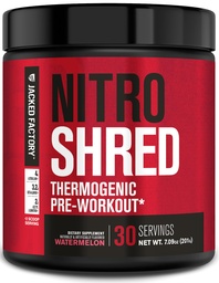 Jacked Factory NITROSURGE Pre Workout Supplement - Energy Booster, Instant Siła Zyski, Sharp Focus, Potężne pompy - Aciric Oxide Booster & PreWorkout Powder - 30Sv, Arbuz