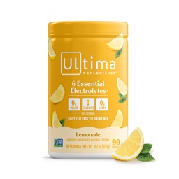 Ultima Replenisher Daily Electrolyte Powder Drink Mix - Cukier wolny - Lemoniada, 90 Słupki - Proszek do nawadniania z 6 Kluczowe elektrolity i minerały śladowe - Keto Friendly, Wegan, Non-GMO