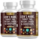 Mushroom Supplement with Lion 's Mane Turkey Tail Reishi Cordyceps Chaga Marshmallow Root - 120 Count