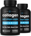 NutraChamps Multi Collagen Pills, Types I,II,III,V,X, Double Hydrolyzed Collagen Peptides Powder Capsules, Protein Supplement for Women & Men, 180 Capsules (Pack of 2)
