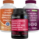 Ceylon Cynamon (1pk), Fadogia Tongkat Ali (1pk), i tlenek azotu (1pk) Suplement Bundle - Pothent Vitamin for Heart, Energy, Mężczyzna Well- Being, & Immune Support - Non-GMO, Wegan, Gluten- Free