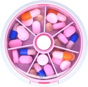 Pojemnik na pióro Organizer Travel Pill Case for Purse Portable Pill Box Round Weekery Pill Container for Vitamina Fish Oil Pills Supplements (Pink)